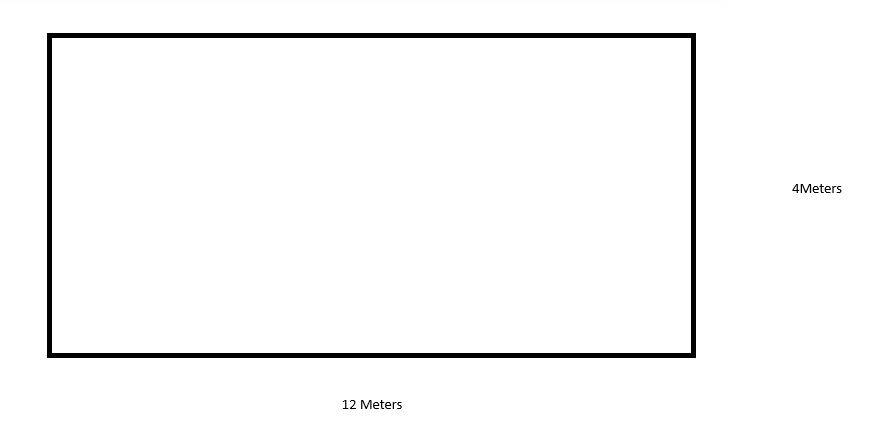 Simple rectangular footprint with dimensions before detailed room layout